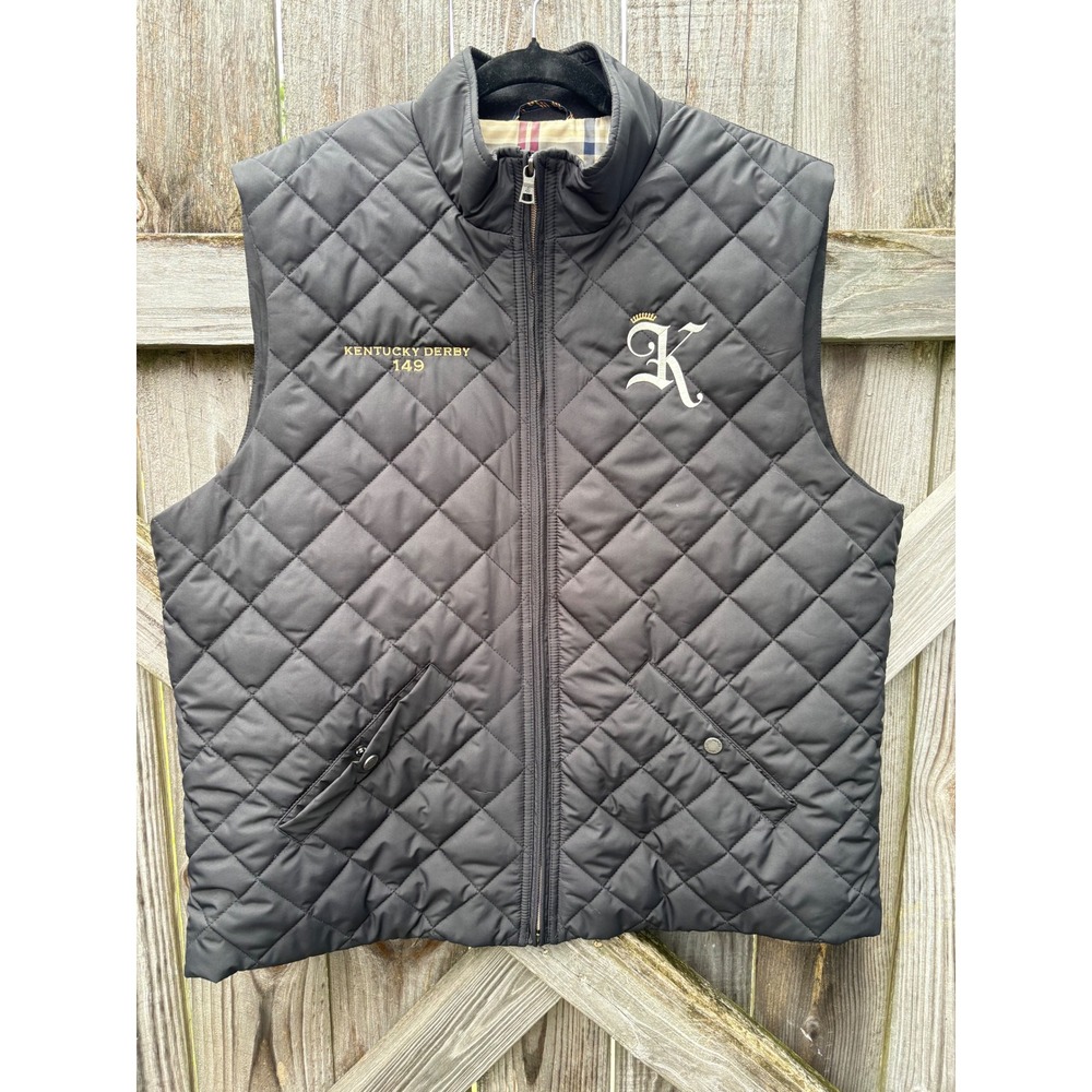 Brooks Brothers Kentucky Derby 149 Kingsbarns Quilted Vest Mens XL Black Horse